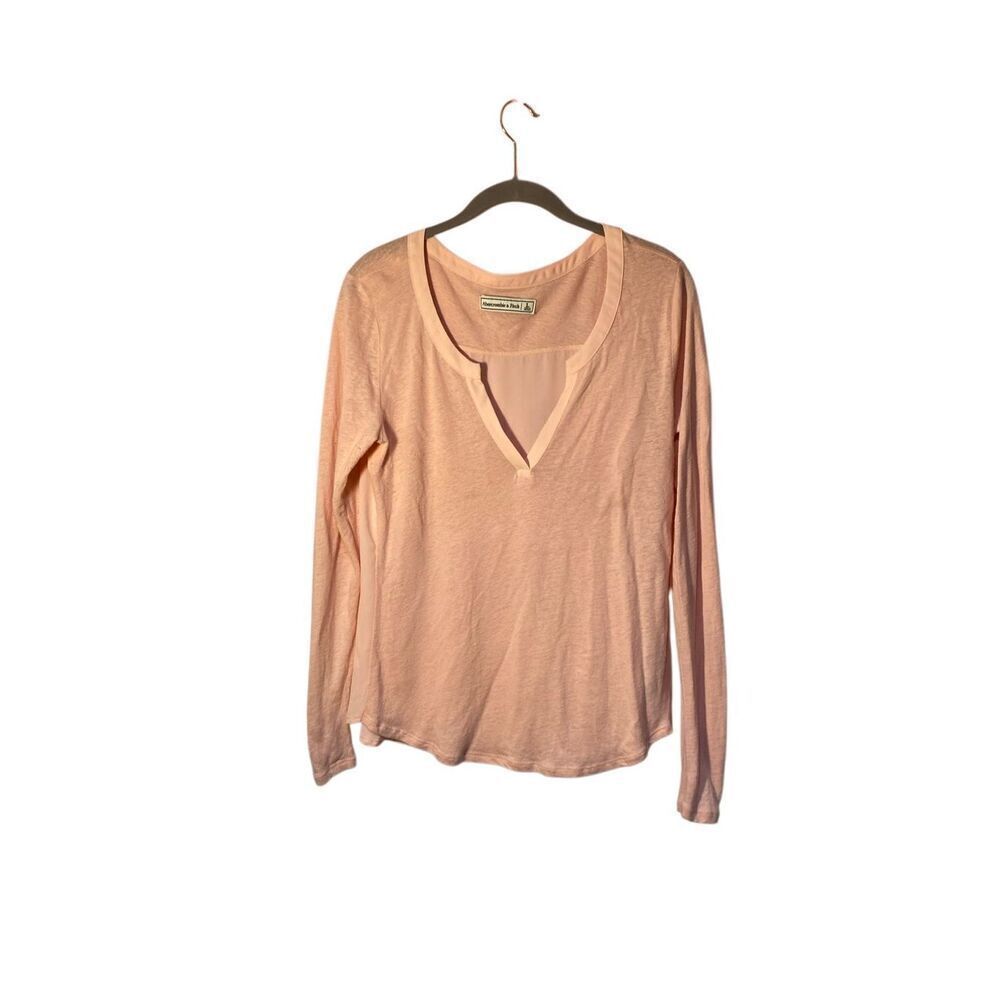 Abercrombie & Fitch women’s pink sheer back linen blend top s/L